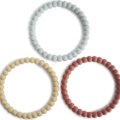 Mushie Lot de 3 bracelets de dentition Pearl Mellow-Terracotta-Periwinkle