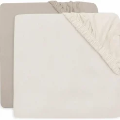 Jollein Lot de 2 draps housses en jersey pour matelas de parc Oatmeal-Sand (75 x 95 cm)