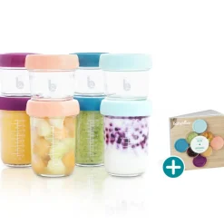 Babymoov Lot de 8 pots de conservation en verre Babybols + livret de recettes