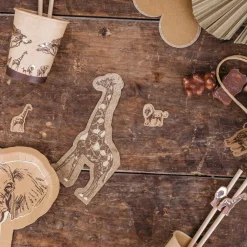 Clearance Lot de 16 serviettes Girafe Safari Kraft Serviettes En Papier