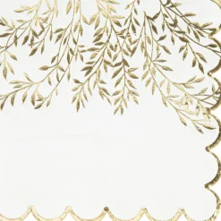 Arty Fêtes Factory Lot de 16 serviettes Jolis Brins blanches et or