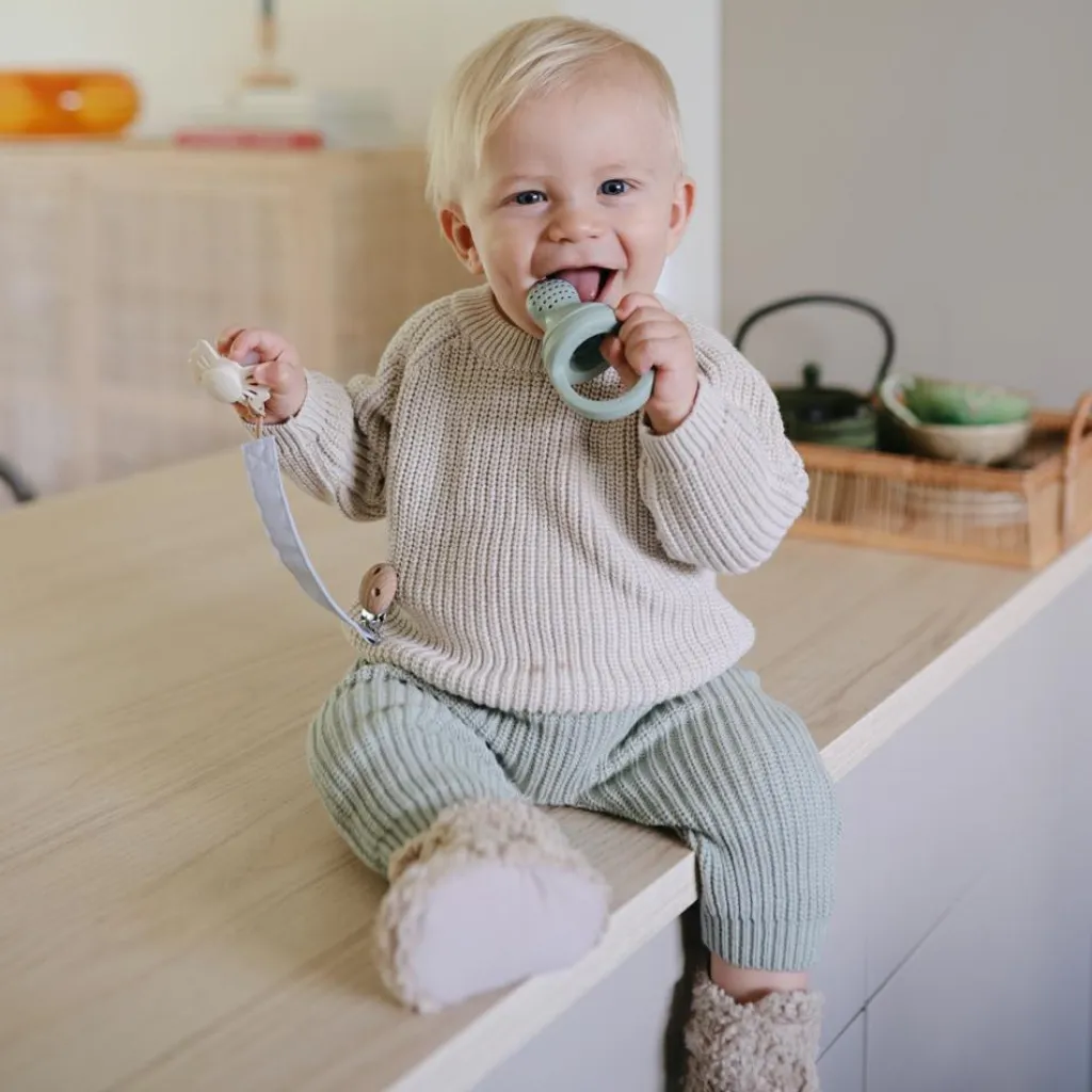 Mushie Lot de 2 sucettes grignoteuses en silicone Sage