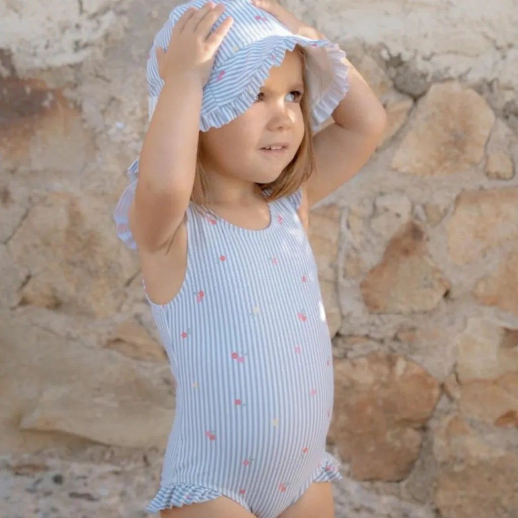 Sale Maillot de bain 1 pièce à volants Sunny Flowers Blue (1-2 ans) Maillot De Bain