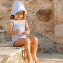 Sale Maillot de bain 1 pièce à volants Sunny Flowers Blue (1-2 ans) Maillot De Bain