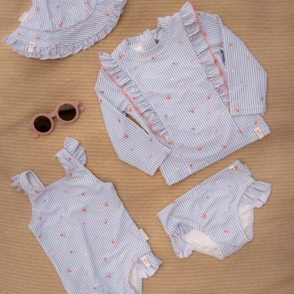 Sale Maillot de bain 1 pièce à volants Sunny Flowers Blue (1-2 ans) Maillot De Bain