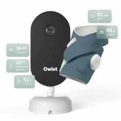 Owlet Pack chaussette connectée Dream Sock Bedtime Blue + Dream Sight Cam (0-18 mois)