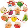 Janod Perles à enfiler en bois Ferme potager (11 pièces)