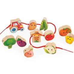 Janod Perles à enfiler en bois Ferme potager (11 pièces)