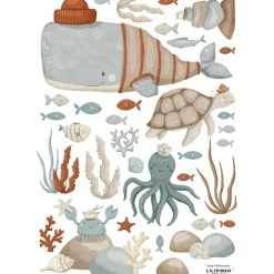 Lilipinso Planche de stickers A3 Animaux marins