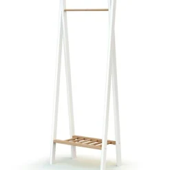 AT4 Portant à vêtements en bois de hêtre Essentiel blanc et beige