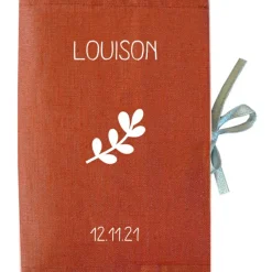 Les Griottes Protège carnet de santé en lin Terracotta (personnalisable)