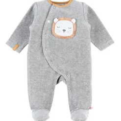 Clearance Pyjama chaud Babou & Kendi en velours gris (3 mois) Pyjama