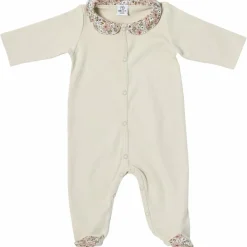 Hot Pyjama coton en interlock beige et col claudine liberty (1 mois) Pyjama
