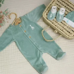 Trois Kilos Sept Pyjama en velours olive Sophie la girafe (3 mois)