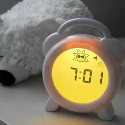 Alecto Réveil éducatif et veilleuse sleeptrainer blanc