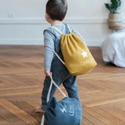 Les Griottes Sac à dos à ficelles jaune moutarde (personnalisable)