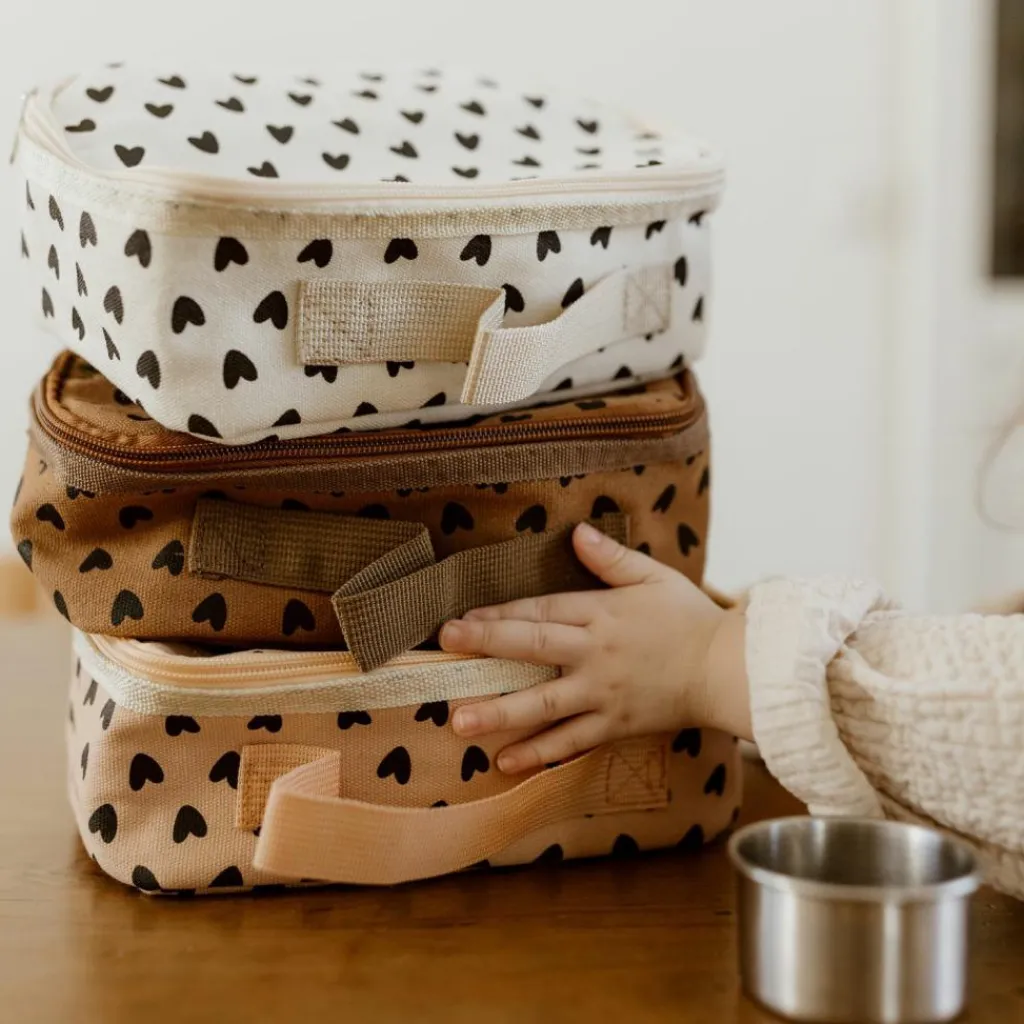 Atelier Wagram Sac à goûter isotherme Cœurs Noisette