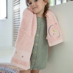 L'oiseau bateau Serviette de bain rose lapin personnalisable (70 x 140 cm)