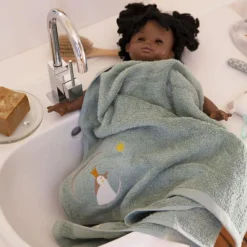 L'oiseau bateau Serviette de bain vert d'eau pingouin personnalisable (70 x 140 cm)