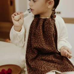 Atelier Wagram Serviette de cantine Gaze Léopard Marron