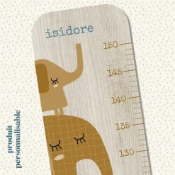 Charlie et Suzie Toise en bois Isidore éléphant caramel personnalisable